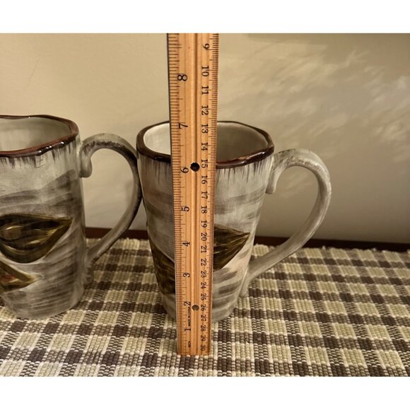 Hand-Painted TableTops Gallery Waterloo Water Lily Mugs Set Of 2 Dishwasher Safe - Picture 6 of 8